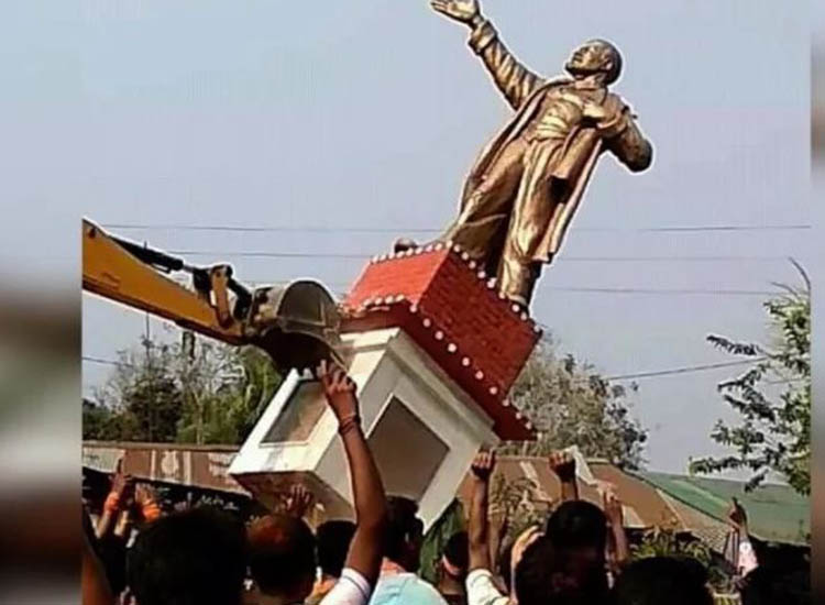भाजपाले जितेपछि ढालियो रूसी क्रान्तिका नायक लेनिनको मूर्ति