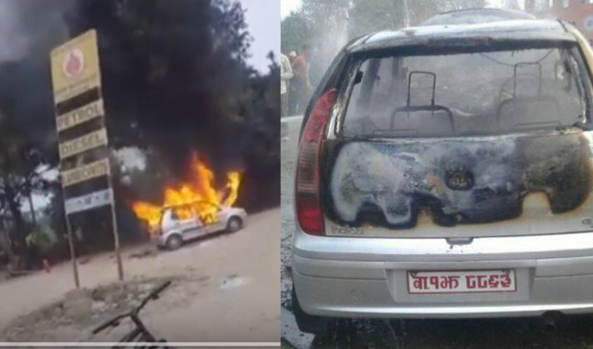 गुडिरहेको मुख्य न्यायाधिश शारंगा सुबेदीको गाडीमा आगलागी