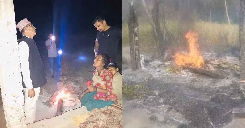 चितवनको माडीमा १० सुकुम्बासीका घरमा आगजनी : सुकुम्बासीका नागरिकता पनि जलाइए