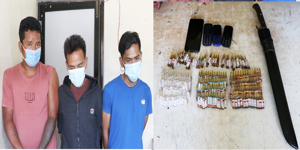 पोखराबाट धारिलो हतियार दाउ र ठुलो मात्रामा लागू औषधसहित तीन युवा पक्राउ