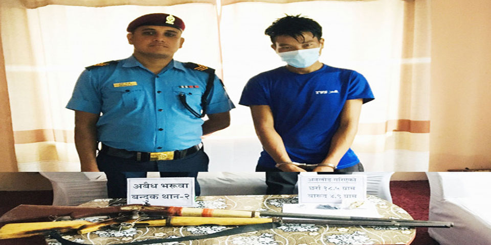 दुई थान भरुवा बन्दुकसहित लमजुङबाट एक युवा पक्राउ