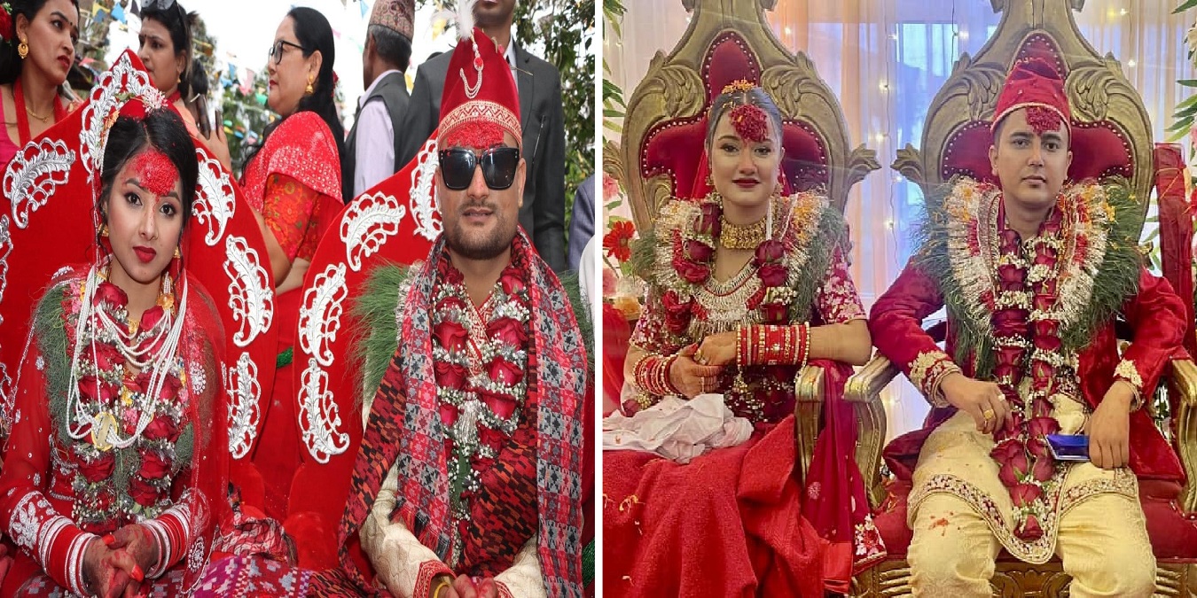 चर्चित लोक दोहोरी गायिका अस्मिता डल्लाकोटी र कलाकार रियाशा दाहाल एकै दिन बैबाहिक बन्धनमा (हेर्नुस फोटोहरु)
