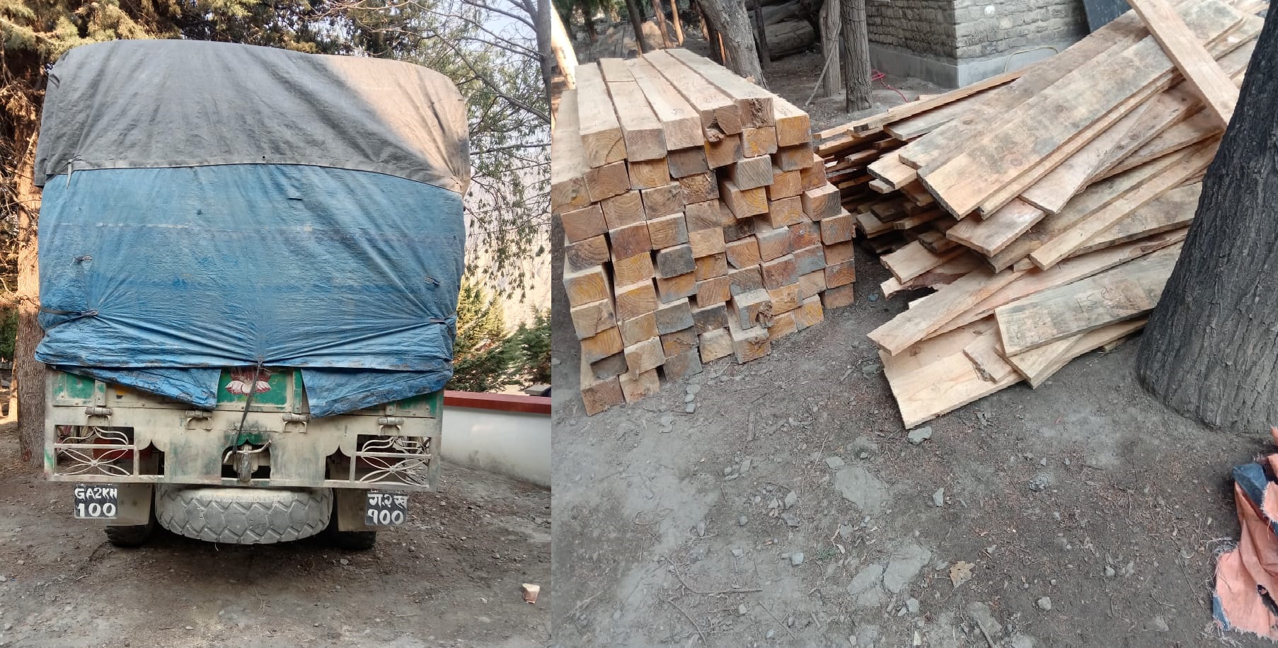 चिरानको काठसहित मुस्ताङबाट समातिएको ट्रक