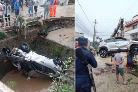 काठमाडौंमा एकाबिहानै खोलाको कलभर्टमा कार खस्दा चालकको मृत्यु