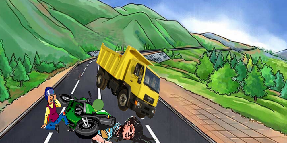 ट्रिपर र मोटरसाइकल दुर्घटना