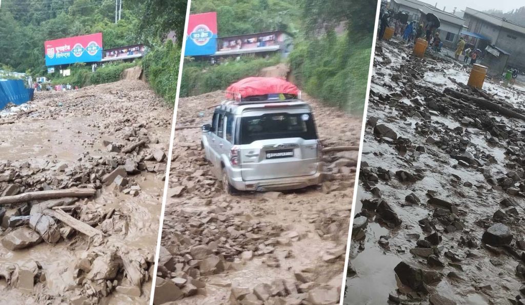 काठमाण्डौको नागढुंगा मन्दिर नजिक गएको पहिरो