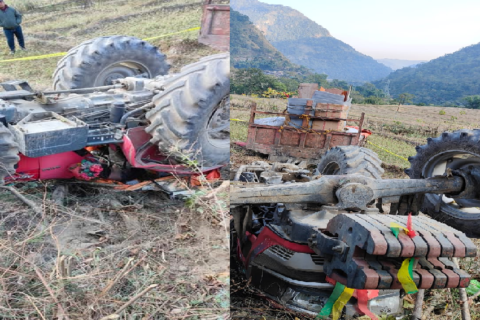 बिहेको सामान बोकेको ट्रयाक्टर लमजुङमा एकाबिहानै दुर्घटनाग्रस्त : सहचालकको मृत्यु