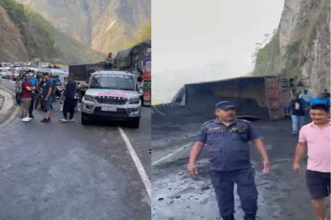 मुग्लिन-नारायणगढ सडक खण्डको तुईनखोलामा दुईतर्फी सवारी आवागमन बन्द