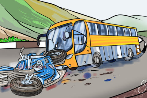 तनहुँको कुम्लेखोलामा बस र मोटरसाइकल ठोक्किए : मोटरसाइकलको मृत्यु