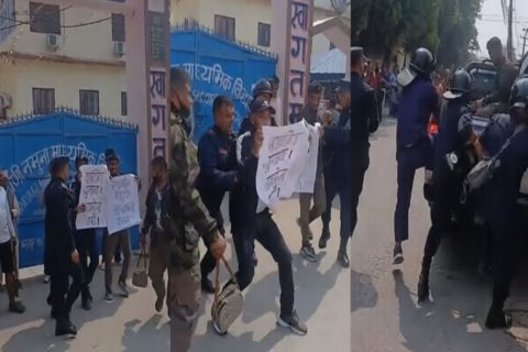 मतदान केन्द्रको गेटमा निर्वाचनबिरोधि पम्प्लेट प्रदर्शन गर्ने बहुमतका जिल्ला सेक्रेटरीसहित दुई जना चितवनबाट पक्राउ