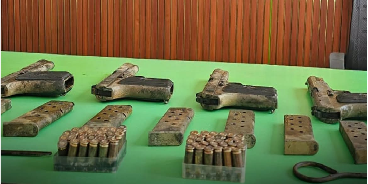 काठमाण्डौंको विष्णुमति खोला किनारमा भेटियो, चारथान पेस्तोल र ५८ राउण्ड गोली