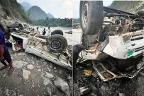 गोरखामा योद्धा  गाडी मर्स्याङदी नदीमा खस्यो : दुई जना घाइते