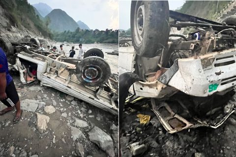गोरखामा योद्धा  गाडी मर्स्याङदी नदीमा खस्यो : दुई जना घाइते