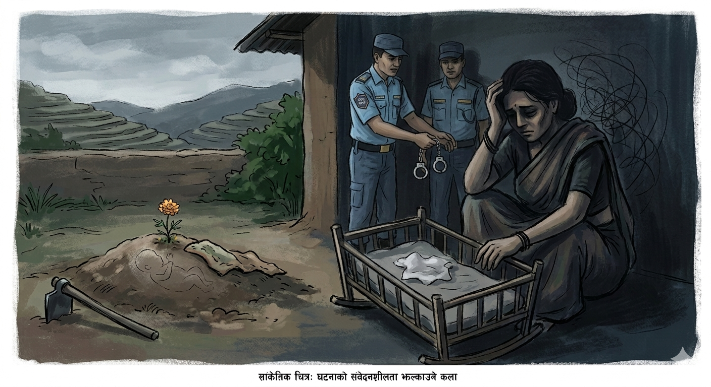 ३१ दिनकी छोरीलाई खाल्डोमा पुरेर मार्ने स्याङ्जाकी निर्दयी आमा तनहुँमा पक्राउ