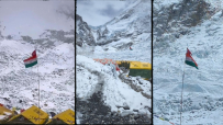 सगरमाथा आधार शिविरमा नेपाली झण्डासंगै कसले फहरायो ठूलो भारतीय झण्डा ?