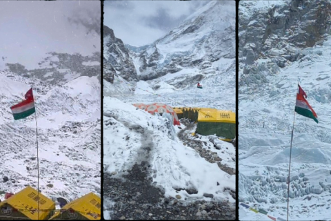 सगरमाथा आधार शिविरमा नेपाली झण्डासंगै कसले फहरायो ठूलो भारतीय झण्डा ?