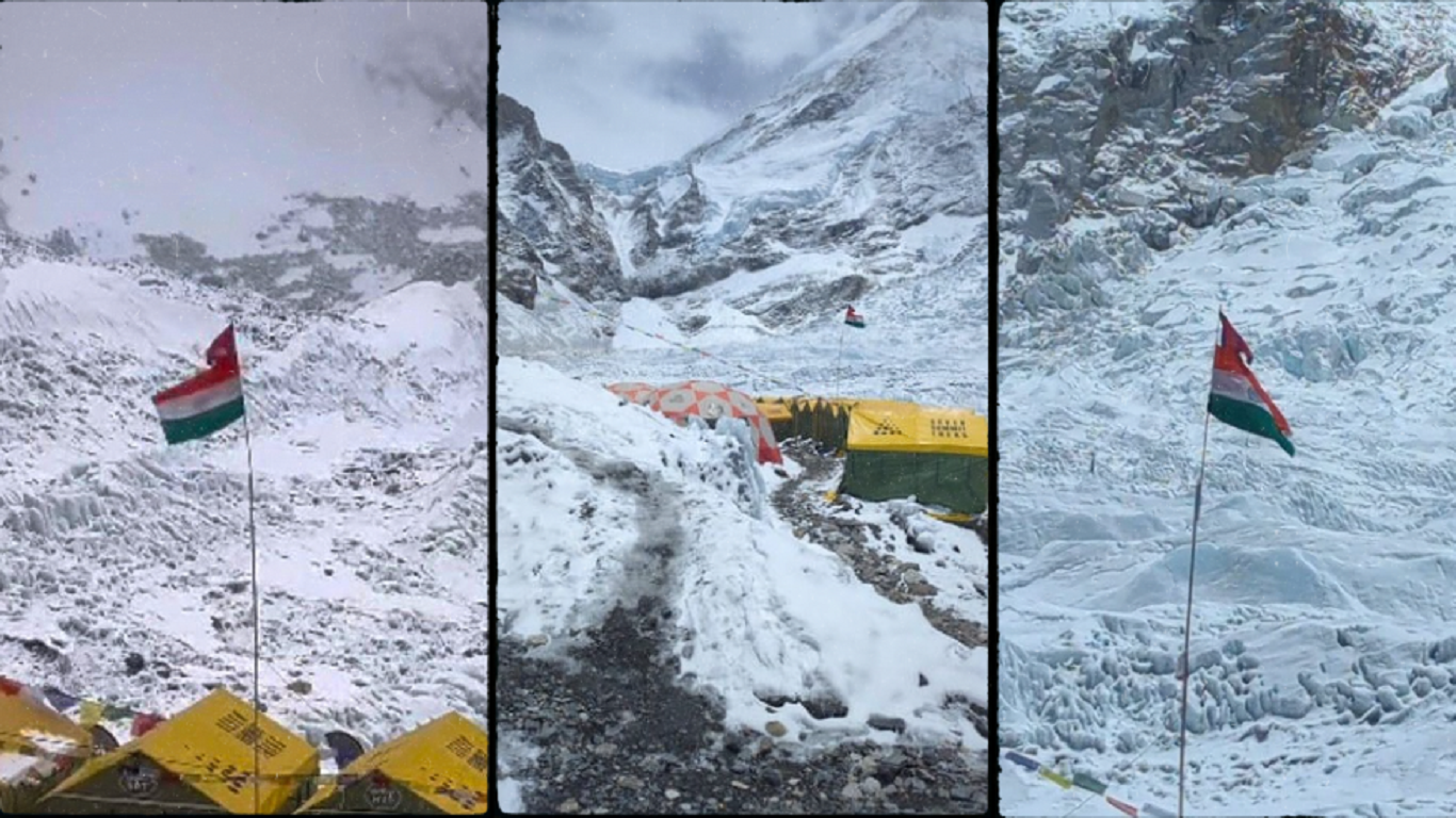 सगरमाथा आधार शिविरमा नेपाली झण्डासंगै कसले फहरायो ठूलो भारतीय झण्डा ?
