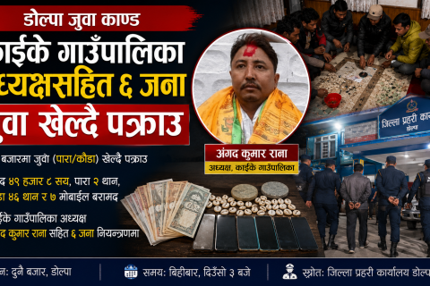 डोल्पा सदरमुकाम दुनैमा कौडा खेलिरहेका काइके गाउँपालिका अध्यक्षसहित ६ जना पक्राउ