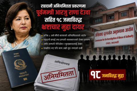 राहदानी ठेक्का प्रकरण : पूर्वमन्त्री आरजु राणा देउवासहित १८ जनाविरुद्ध भ्रष्टाचार मुद्दा