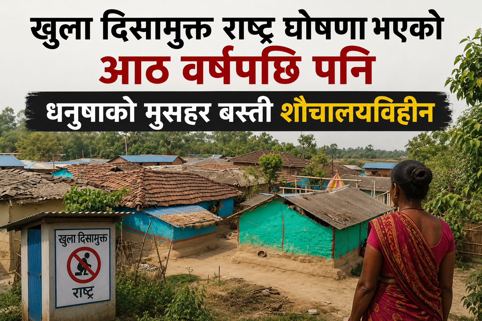 खुला दिशामुक्त राष्ट्र घोषणा भएको आठ वर्षपछि पनि धनुषाको मुसहर बस्ती शौचालयविहीन