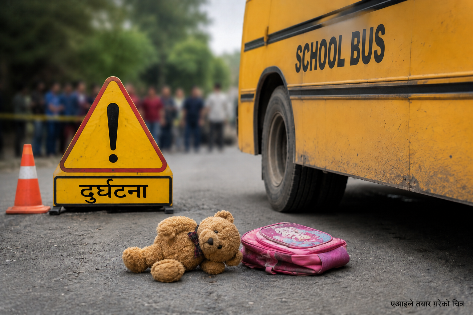 स्कुलबसको पछाडिको पांग्राले च्यापेर सिरहामा बसका सहचालक र पांच वर्षीया बालिकाको मृत्यु