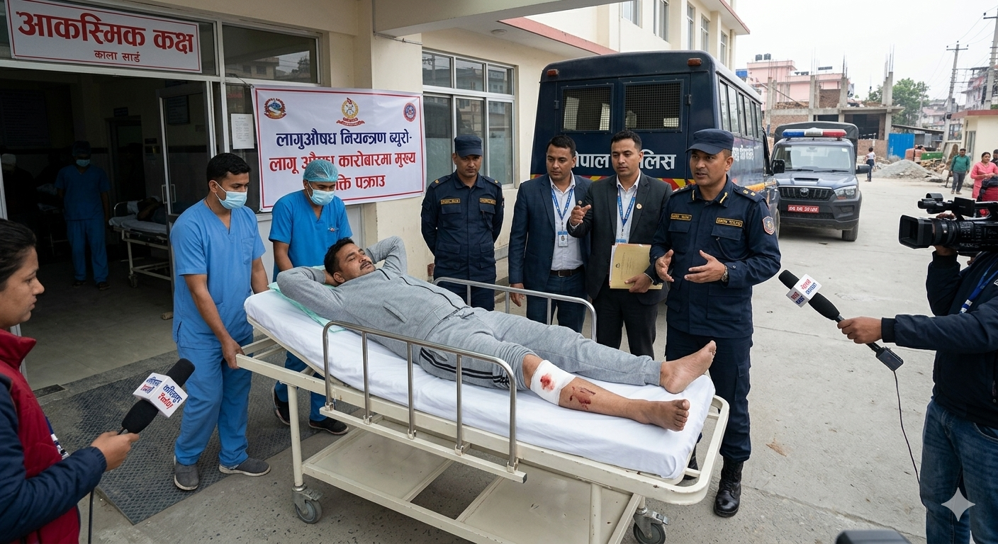 काठमाण्डौमा खैरो हेरोइन मगाउने मुख्य व्यक्तिलाई गोली हानेर   घाइते अवस्थामा पक्राउ