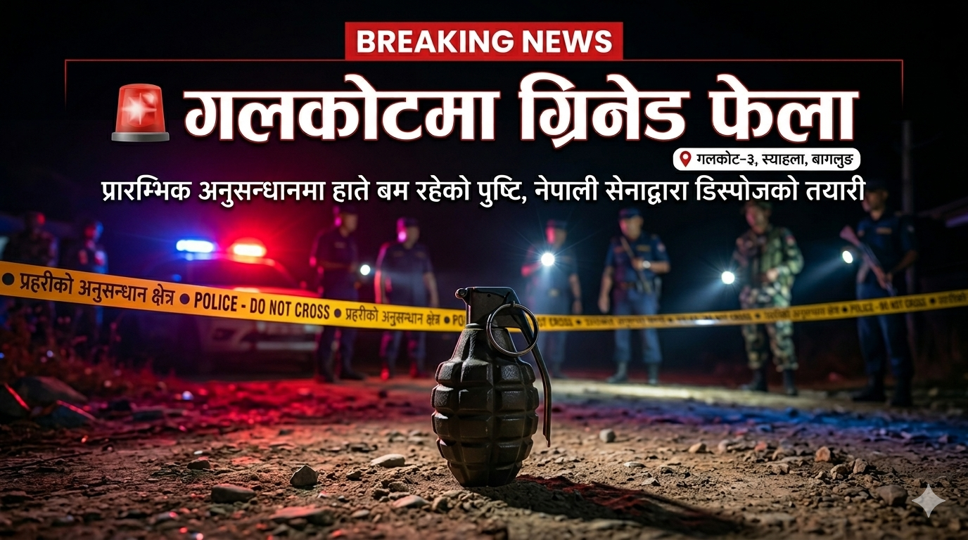 बागलुङको गलकोटमा एकाबिहानै भेटियो बेवारिशे ग्रिनेड