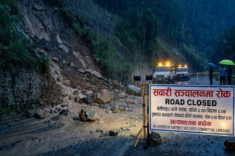 लमजुङमा आजदेखि दुई मुख्य सडकखण्डमा रात्रिकालीन सवारी सञ्चालनमा रोक
