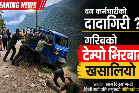 कैलालीमा वनका कर्मचारीको दानवीय रुप : जीविकोपार्जनको साधन टेम्पो भीरबाट खसालेर ध्वस्त