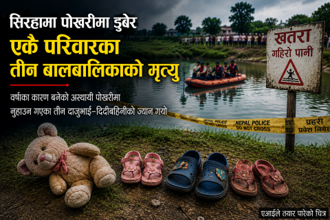 पोखरीमा डुबेर सिराहामा एकै परिवारका तीन बालबालिकाको मृत्यु