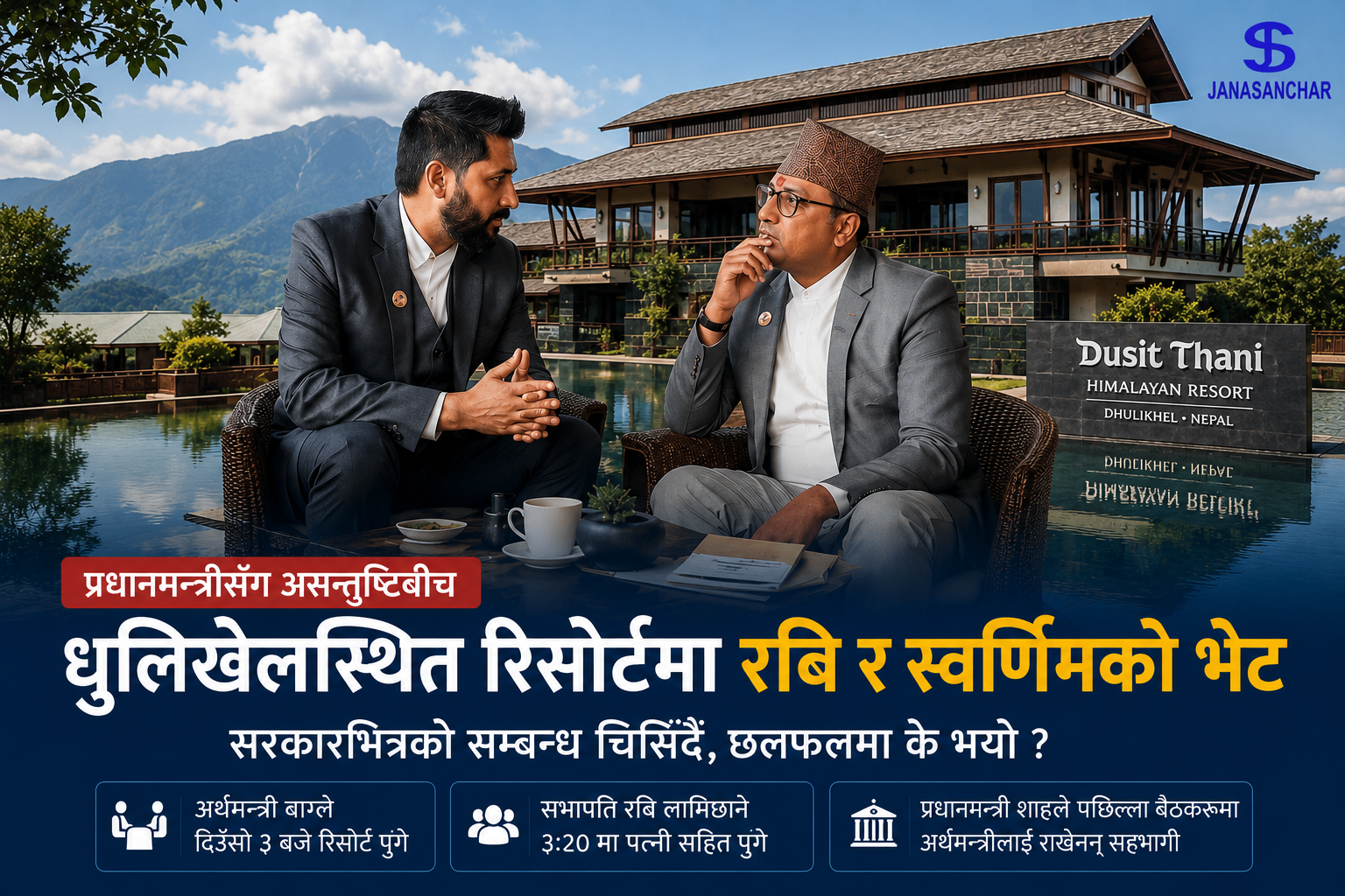 धुलिखेलस्थित रिसोर्टमा रवि–स्वर्णिमको गोप्य भेट, प्रधानमन्त्री शाहसँग बढ्दो असन्तुष्टिबीच राजनीतिक तरंग