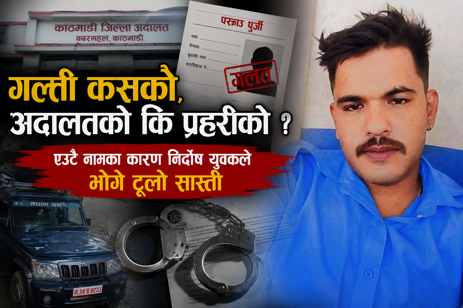 गल्ती कसको, अदालतको कि प्रहरीको ? एउटै नामका कारण निर्दोष युवकले भोगे ठूलो सास्ती