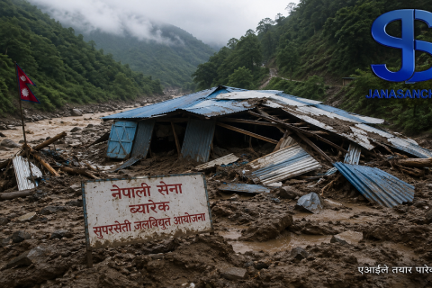 बाढी–पहिरोले कास्कीको माछापुच्छ्रे गाउँपालिकास्थित नेपाली सेनाको ब्यारेक बगायो