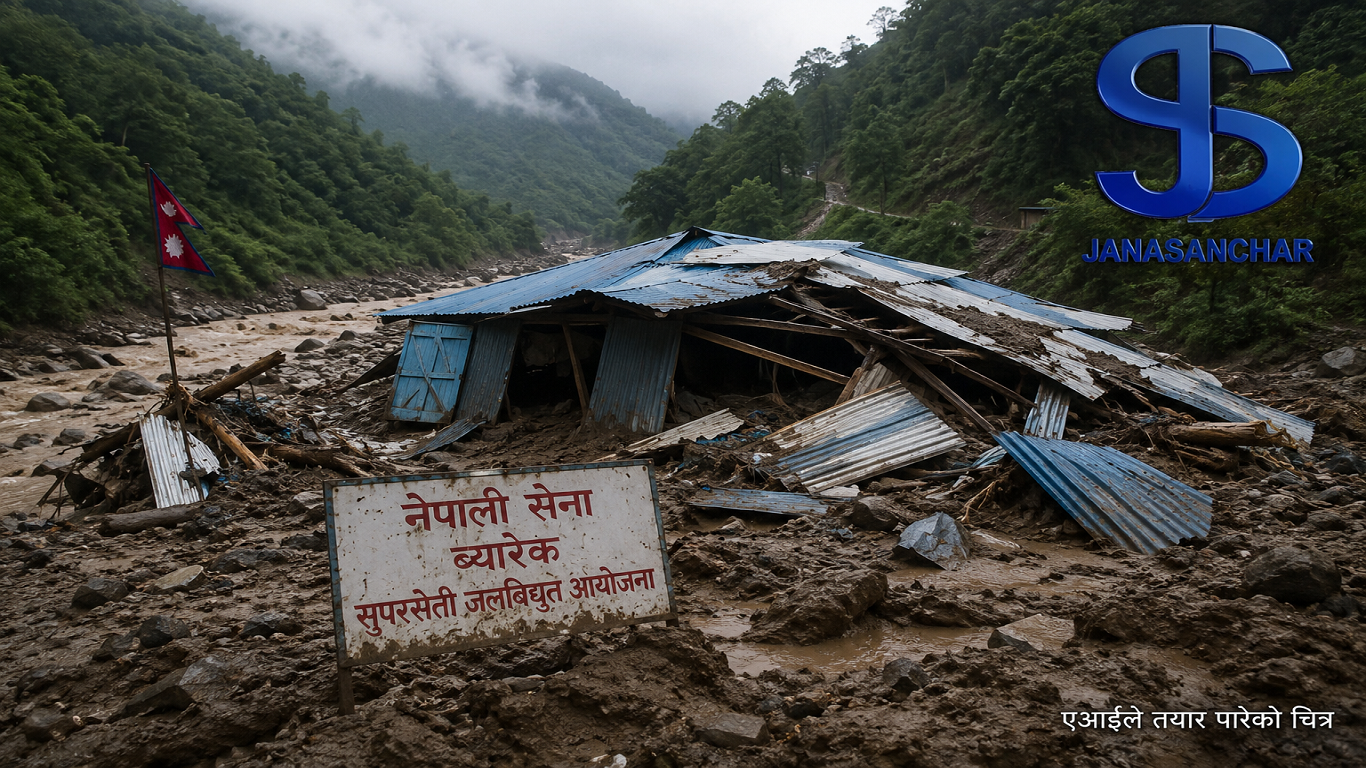 बाढी–पहिरोले कास्कीको माछापुच्छ्रे गाउँपालिकास्थित नेपाली सेनाको ब्यारेक बगायो