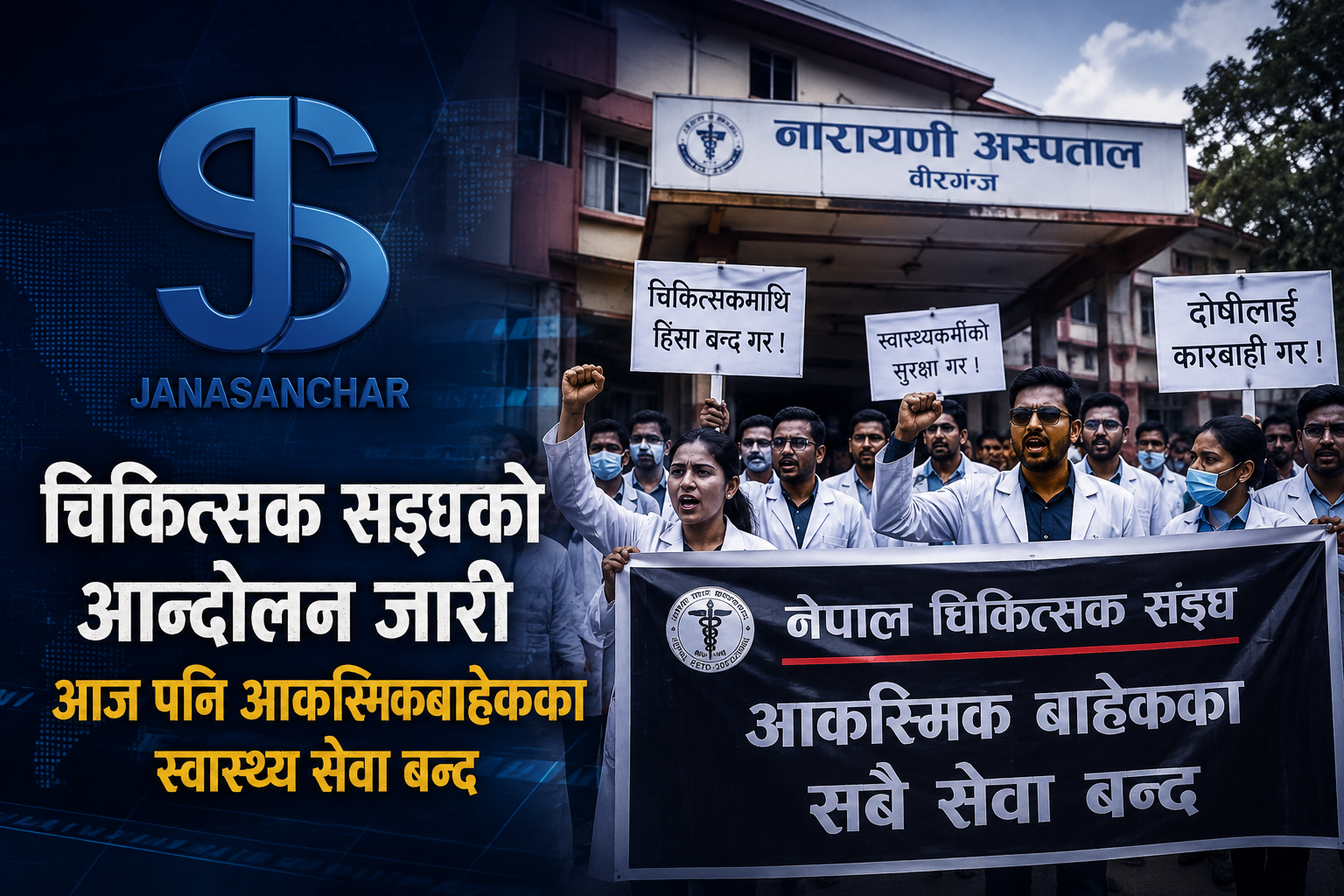 चिकित्सकहरुको आन्दोलन जारी :आज पनि आकस्मिकबाहेकका स्वास्थ्य सेवा बन्द