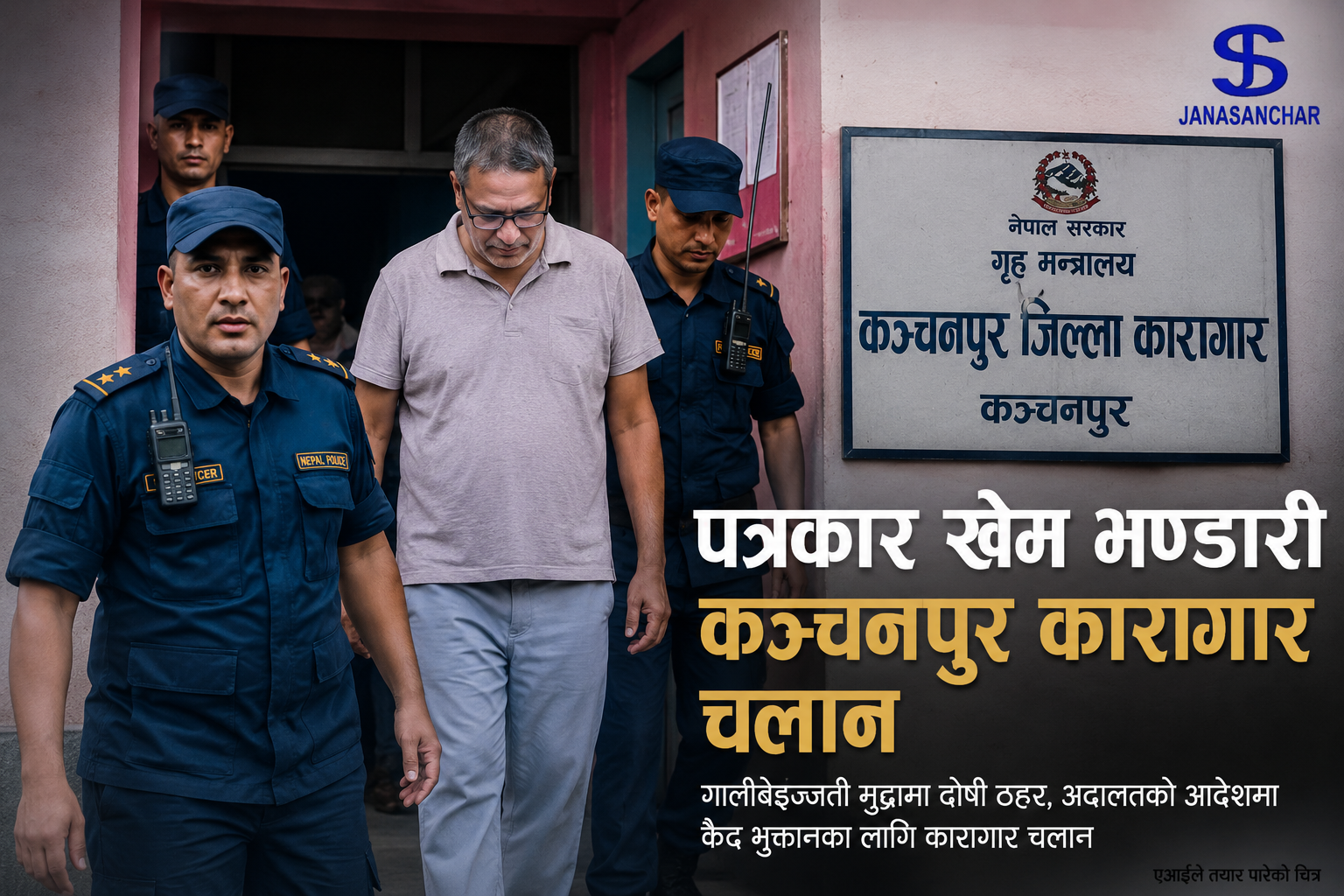 पत्रकार खेम भण्डारी कन्चनपुर जिल्ला कारागार चलान