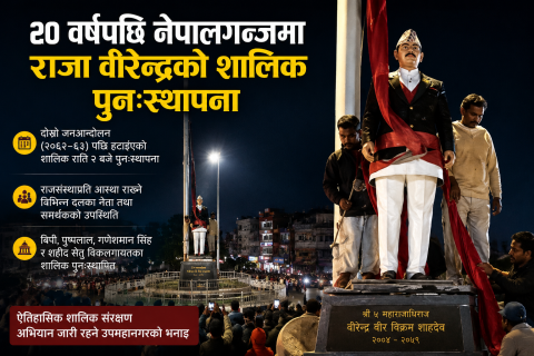 २० वर्षपछि नेपालगन्जमा गएराती तत्कालीन राजा वीरेन्द्रको शालिक पुनःस्थापना