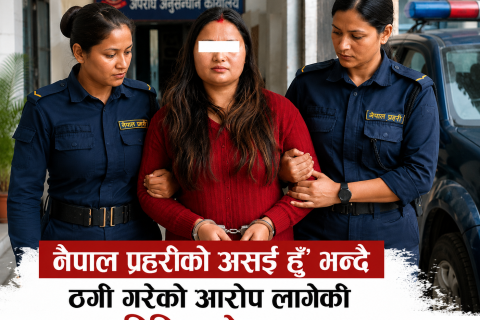 नेपाल प्रहरीको ‘असई’ भन्दै १५ लाखभन्दा बढी ठगी : काठमाण्डौको गोंगबुबाट महिला पक्राउ