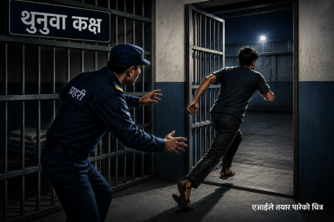 गएराती टीकापुर प्रहरी कार्यालयको हिरासतबाट थुनुवा नगर्ची भागे