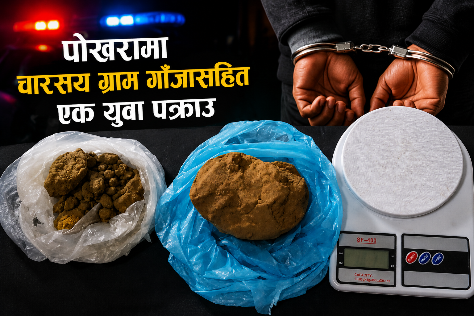पोखरामा चारसय ग्राम गाँजासहित एक युवा पक्राउ