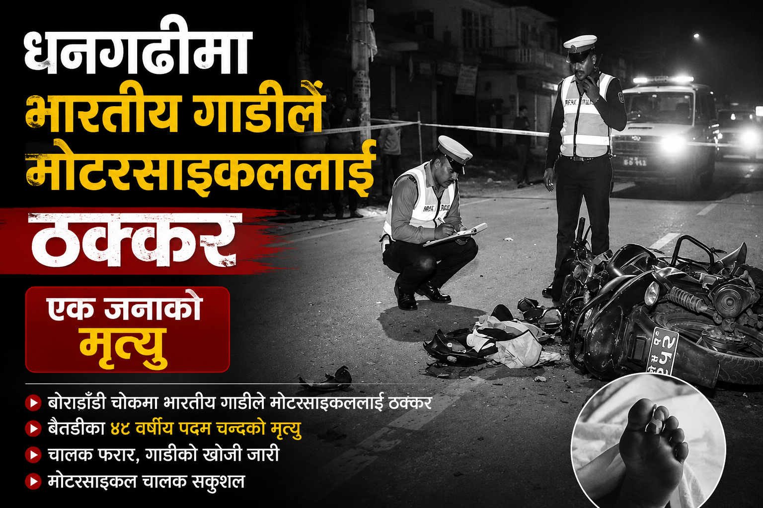 गएराती धनगढीमा भारतीय गाडीले मोटरसाइकललाई ठक्कर दिदा नेपाली युवाको मृत्यु
