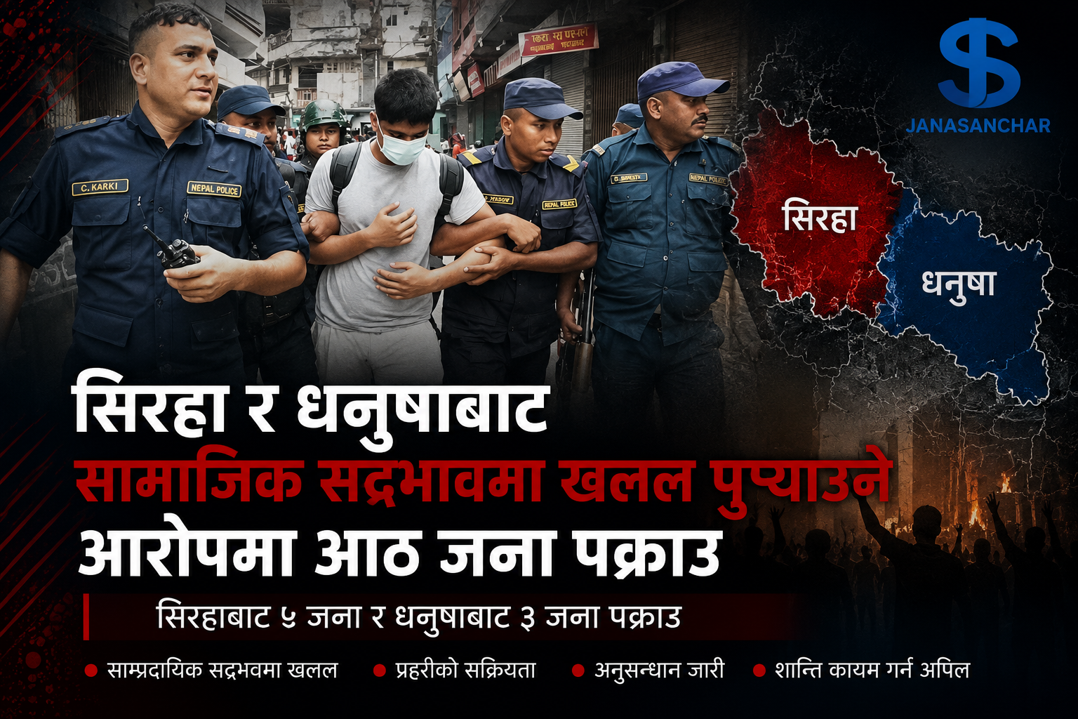 सामाजिक सद्‌भाव बिगार्न खोज्ने आठ जना प्रहरी नियन्त्रणमा