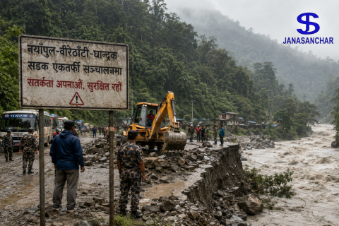 घान्द्रुक-नयाँपुल सडक एकतर्फी सञ्चालनमा, सतर्कता अपनाउन स्थानीय प्रशासनको आग्रह