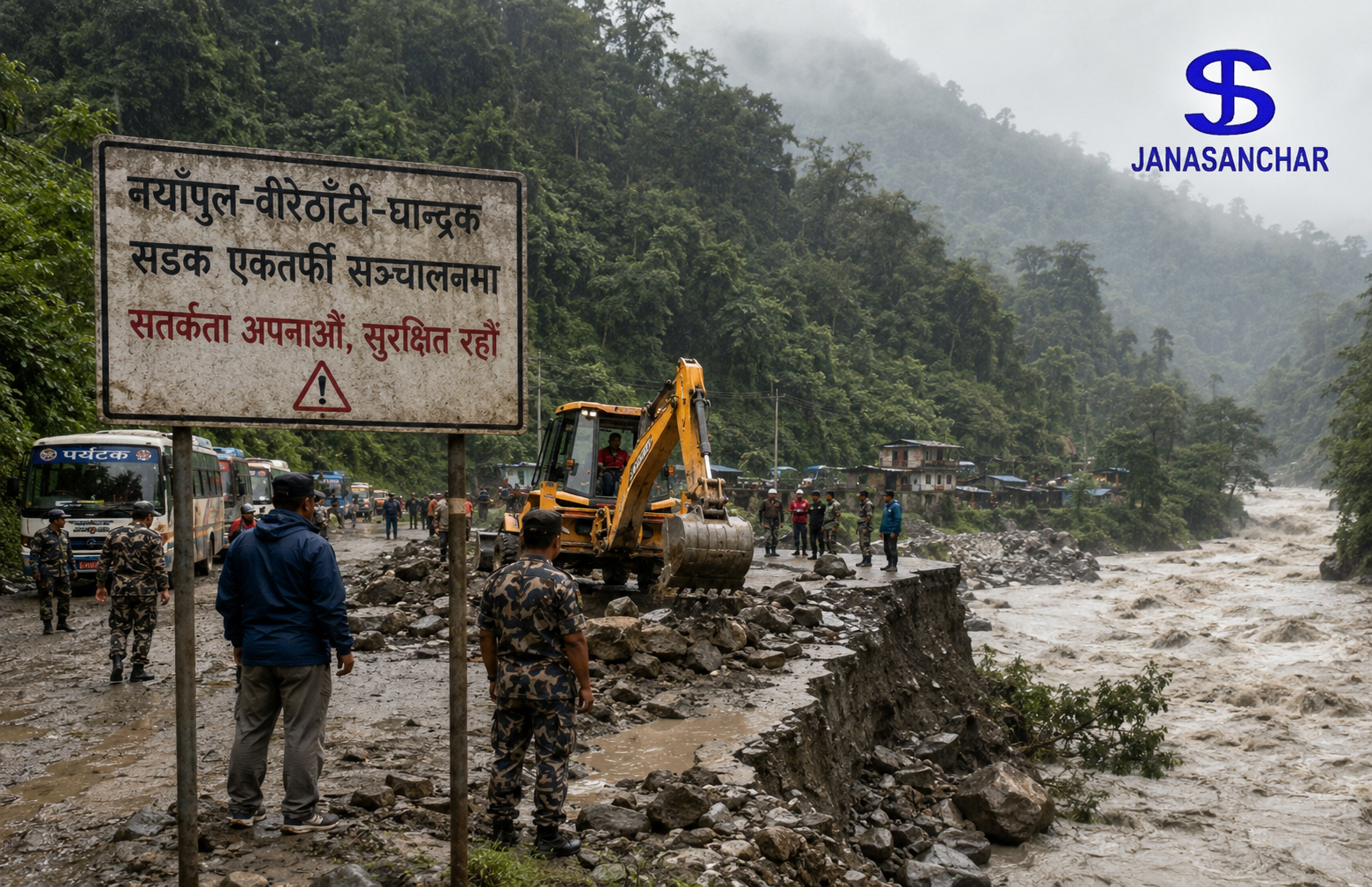 घान्द्रुक-नयाँपुल सडक एकतर्फी सञ्चालनमा, सतर्कता अपनाउन स्थानीय प्रशासनको आग्रह