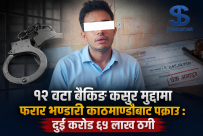 १२ वटा बैंकिङ कसुर मुद्दामा फरार भण्डारी काठमाण्डौबाट पक्राउ : दुई करोड ६५ लाख ठगी