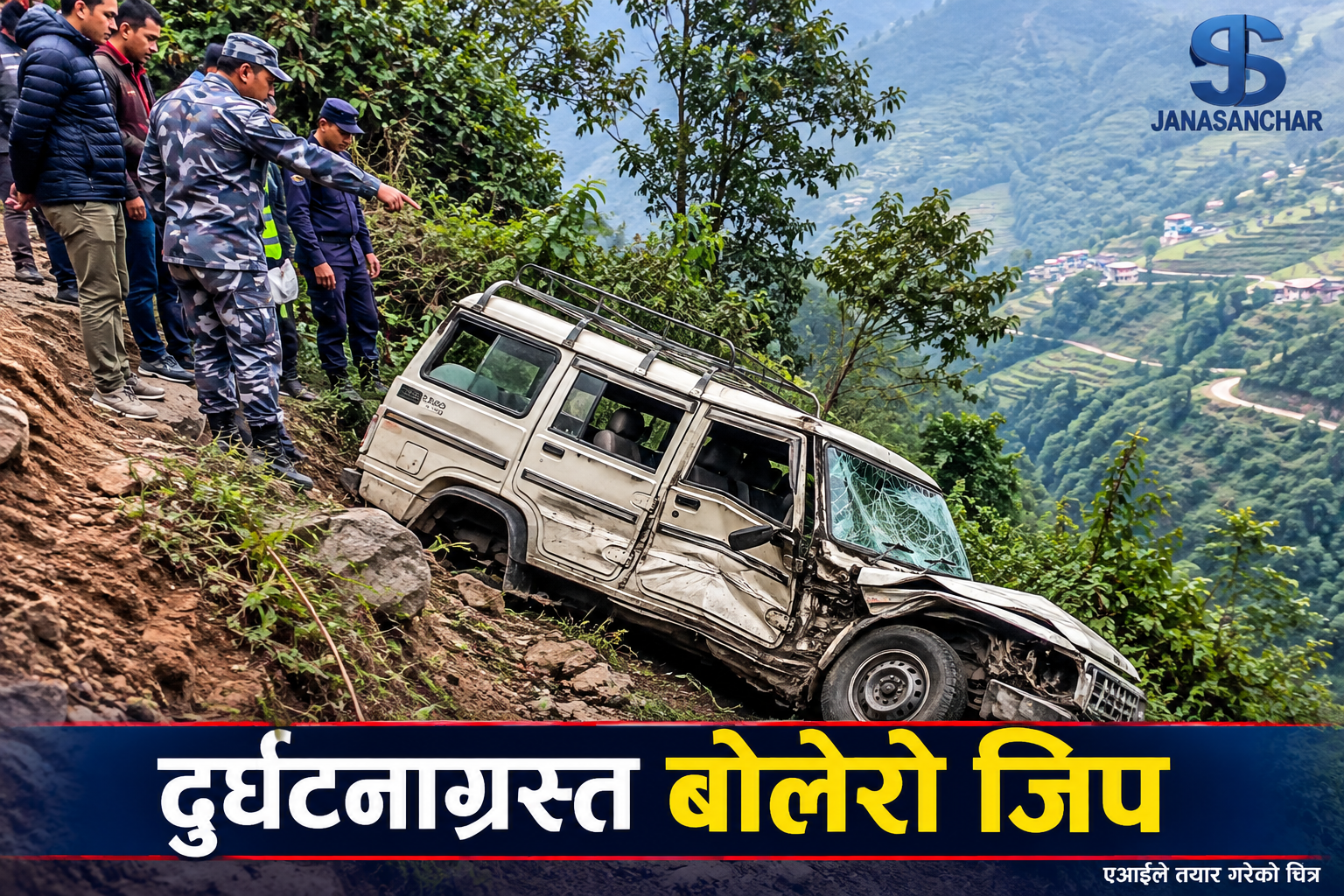 काभ्रेमा बोलेरो जीप दुर्घटना : दुई जनाको मृत्यु, चार घाइते