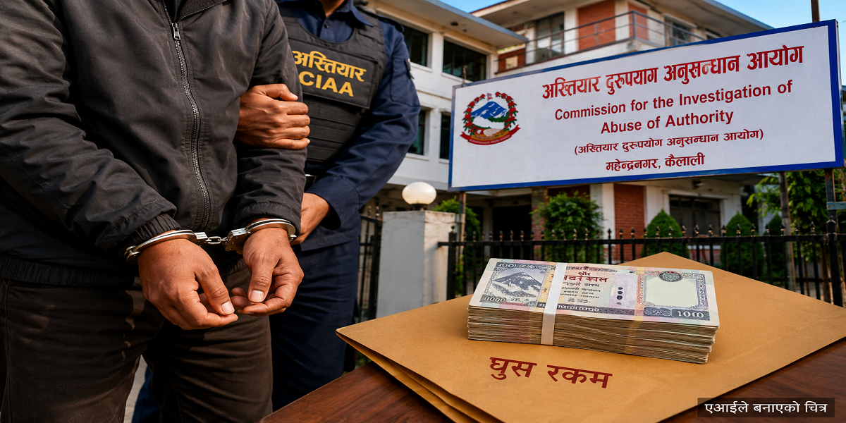 कैलालीमा दुई लाख रुपैयाँ घुससहित विद्यालय व्यवस्थापन समितिका सदस्य पक्राउ