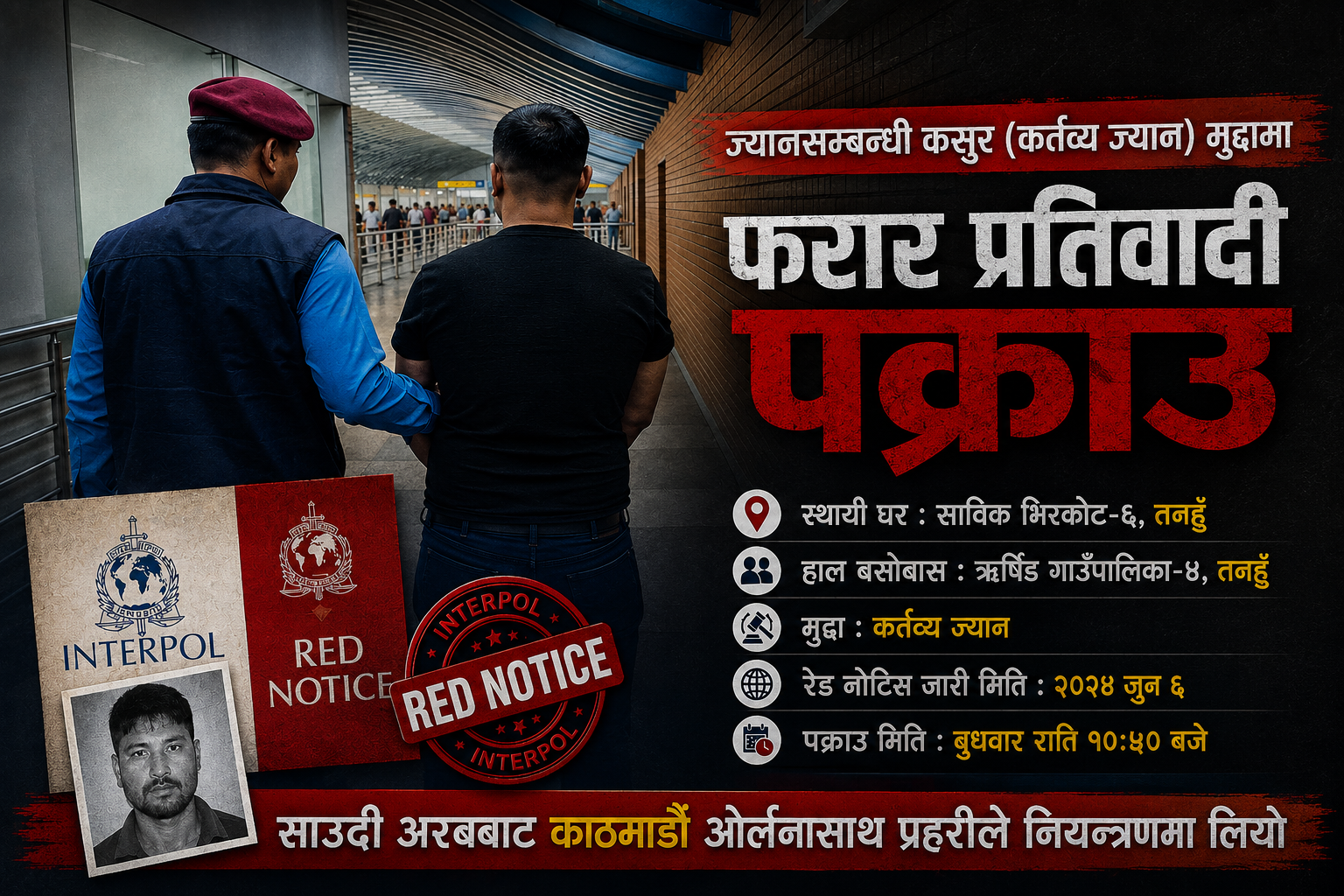 साउदी अरबबाट जहाज चढेका तनहुँका नेपाली काठमाडौं ओर्लनासाथ पक्राउ