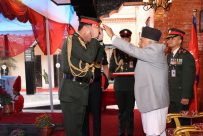 राष्ट्रपति पौडेलद्वारा भारतीय स्थल सेनाध्यक्ष सेठलाई नेपाली सेनाको मानार्थ महारथीको दर्जा प्रदान