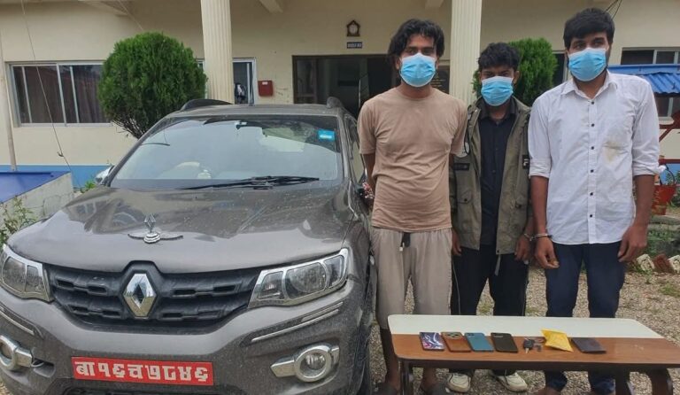पत्रकारको परिचयपत्र देखाएर लागुऔषध ओसारपसार गर्ने तीन जना कारसहित पक्राउ
